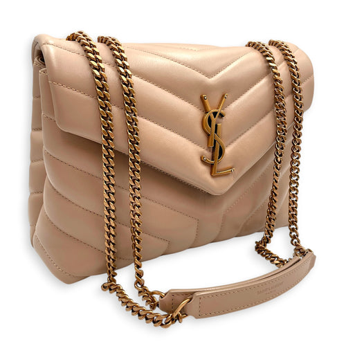Toy Lou Lou 25 Beige Crossbody Bag in Calfskin Gold hardware