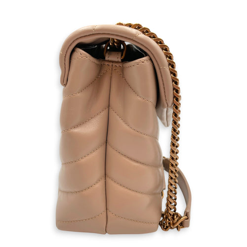 Toy Lou Lou 25 Beige Crossbody Bag in Calfskin Gold hardware