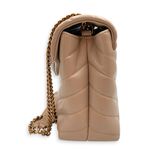 Toy Lou Lou 25 Beige Crossbody Bag in Calfskin Gold hardware