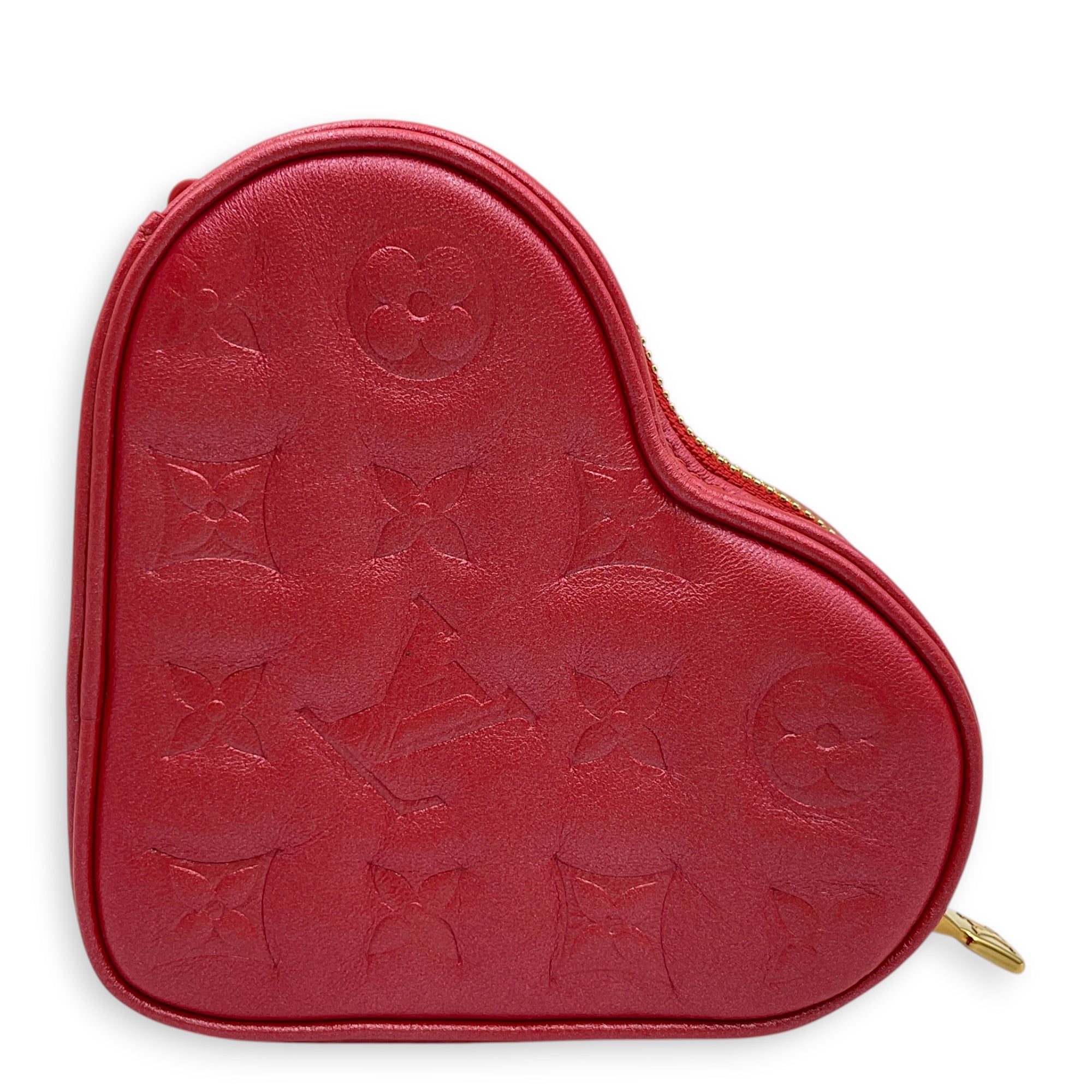 Lipstick Red Monogram Heart on Chain Red Crossbody Bag in Calfskin Gold hardware CL2605-21618 2