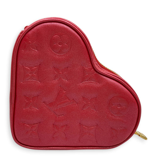 Lipstick Red Monogram Heart on Chain Red Crossbody Bag in Calfskin Gold hardware CL2605-21618 2
