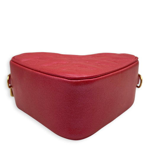 Lipstick Red Monogram Heart on Chain Red Crossbody Bag in Calfskin Gold hardware CL2605-21618 6