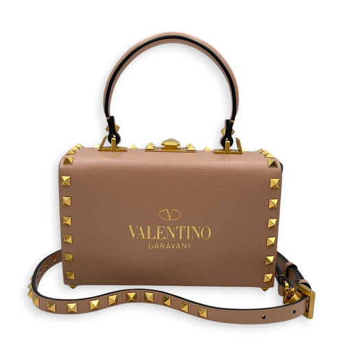 Garavani Rockstud Alcove Pink Top Handle Bag in Calfskin Gold hardware CL2605-21621 10
