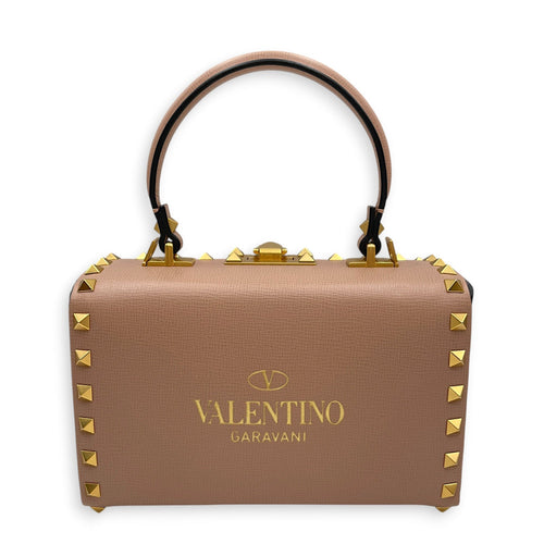 Garavani Rockstud Alcove Pink Top Handle Bag in Calfskin Gold hardware CL2605-21621 1