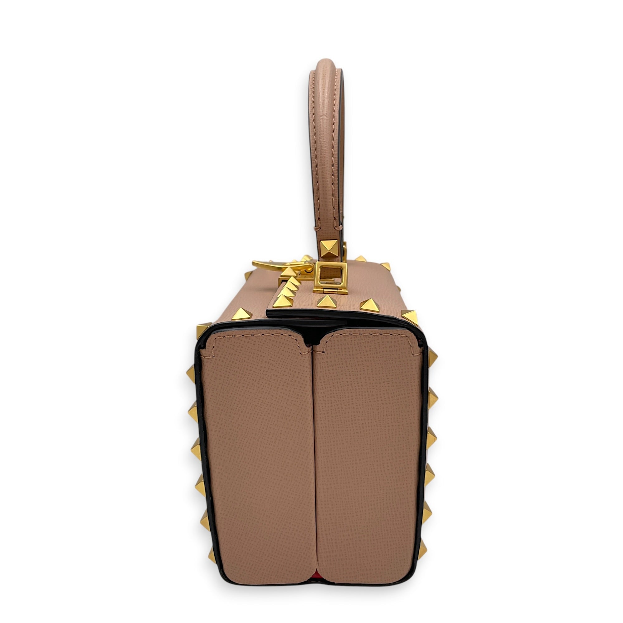 Garavani Rockstud Alcove Pink Top Handle Bag in Calfskin Gold hardware CL2605-21621 3