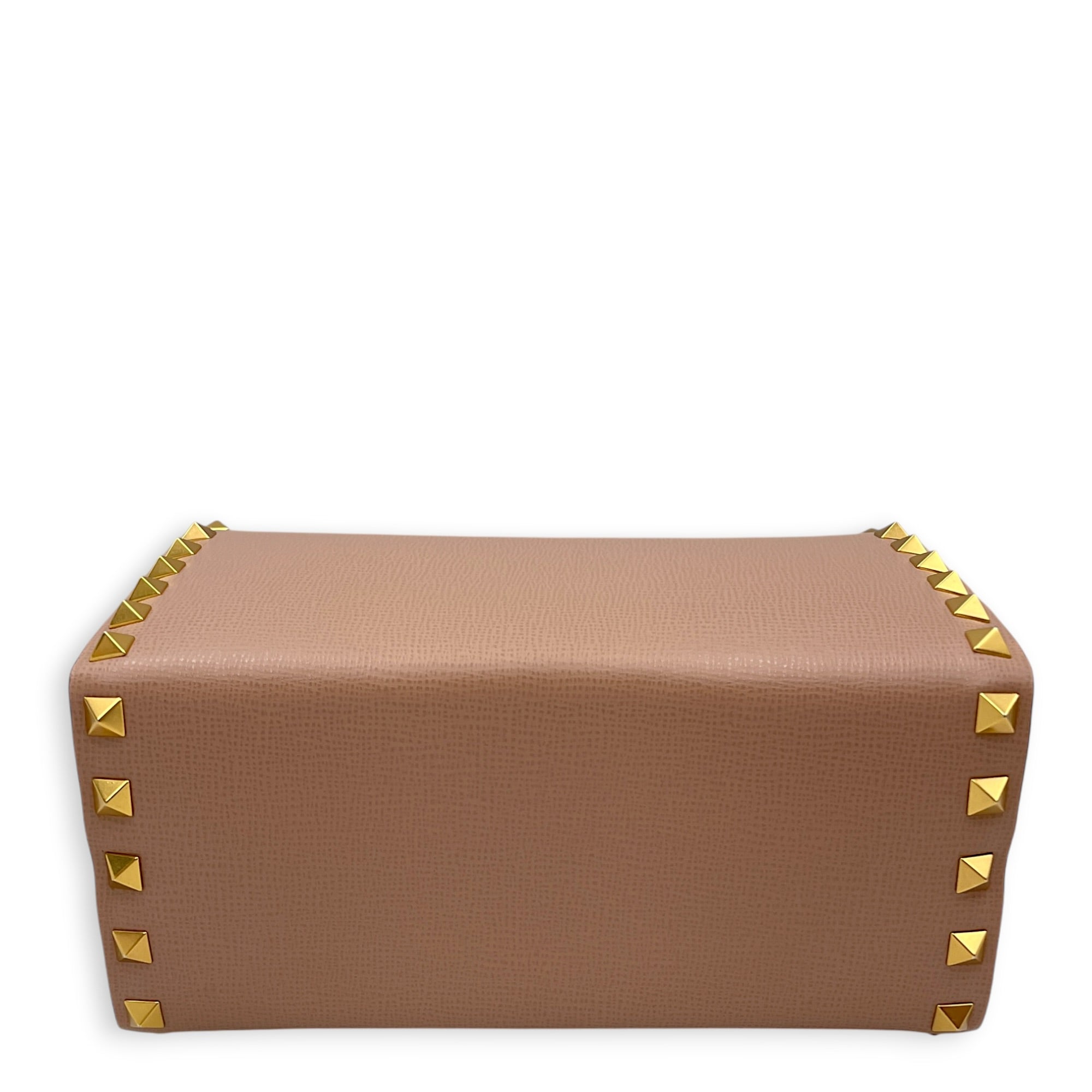 Garavani Rockstud Alcove Pink Top Handle Bag in Calfskin Gold hardware CL2605-21621 5