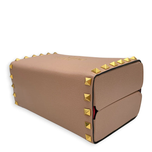 Garavani Rockstud Alcove Pink Top Handle Bag in Calfskin Gold hardware CL2605-21621 8