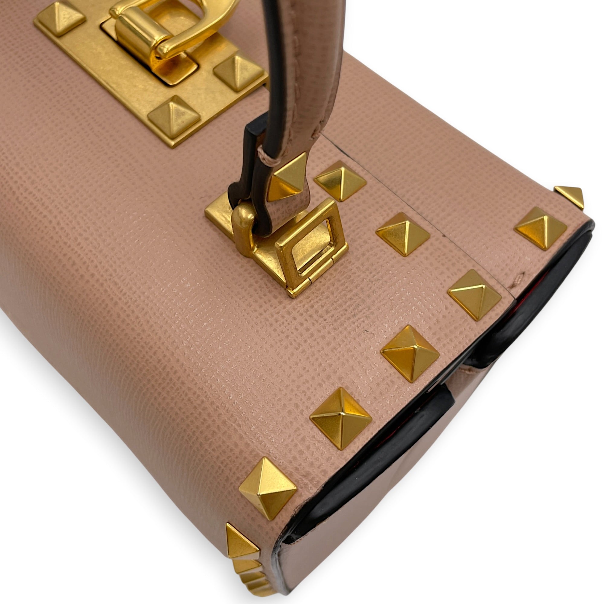 Garavani Rockstud Alcove Pink Top Handle Bag in Calfskin Gold hardware CL2605-21621 9