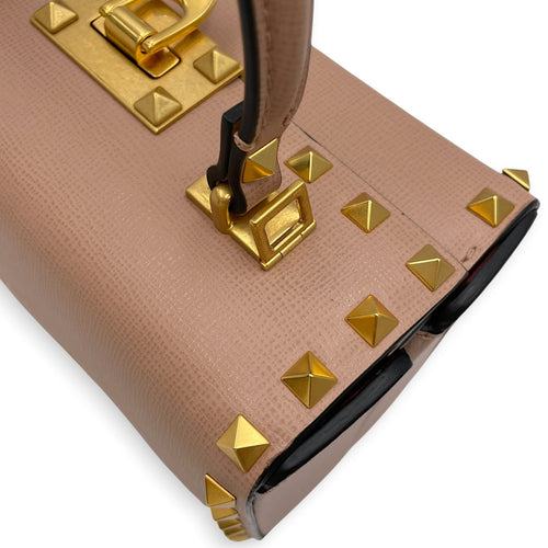 Garavani Rockstud Alcove Pink Top Handle Bag in Calfskin Gold hardware CL2605-21621 9