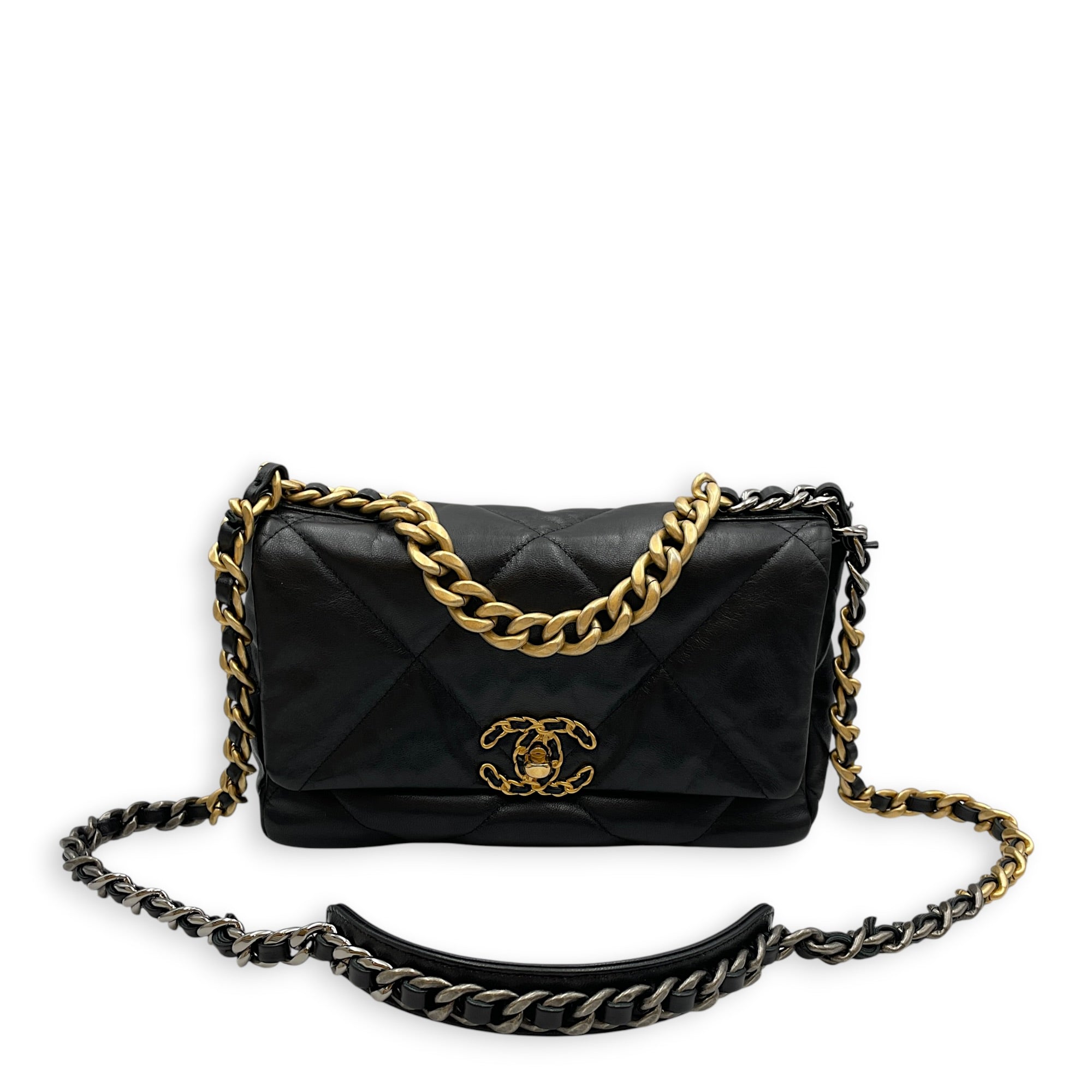 C19 Small Black Shoulder Bag in Goat Leather Mixed hardware CL2605-21624 9