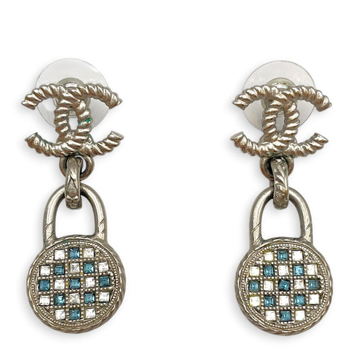 Tweed CC Padlock Earrings Silver Silver hardware CL2605-21627 1