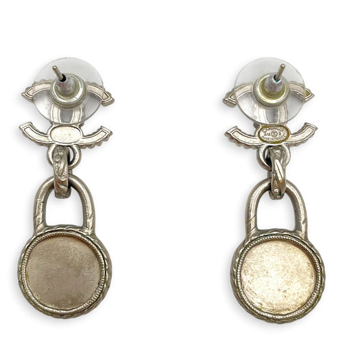 Tweed CC Padlock Earrings Silver Silver hardware CL2605-21627 2