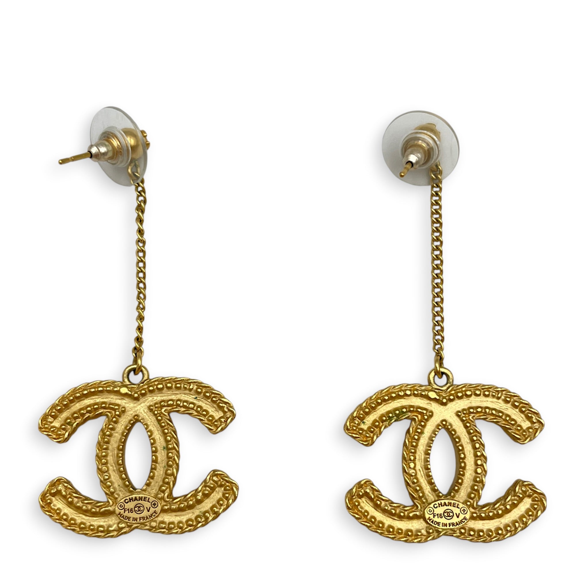 XL Baroque Gold CC 15C Dangling Gold Earrings