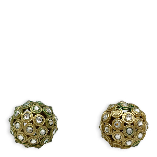 Tribales Earrings with Crystals and Pearls Gold Earrings