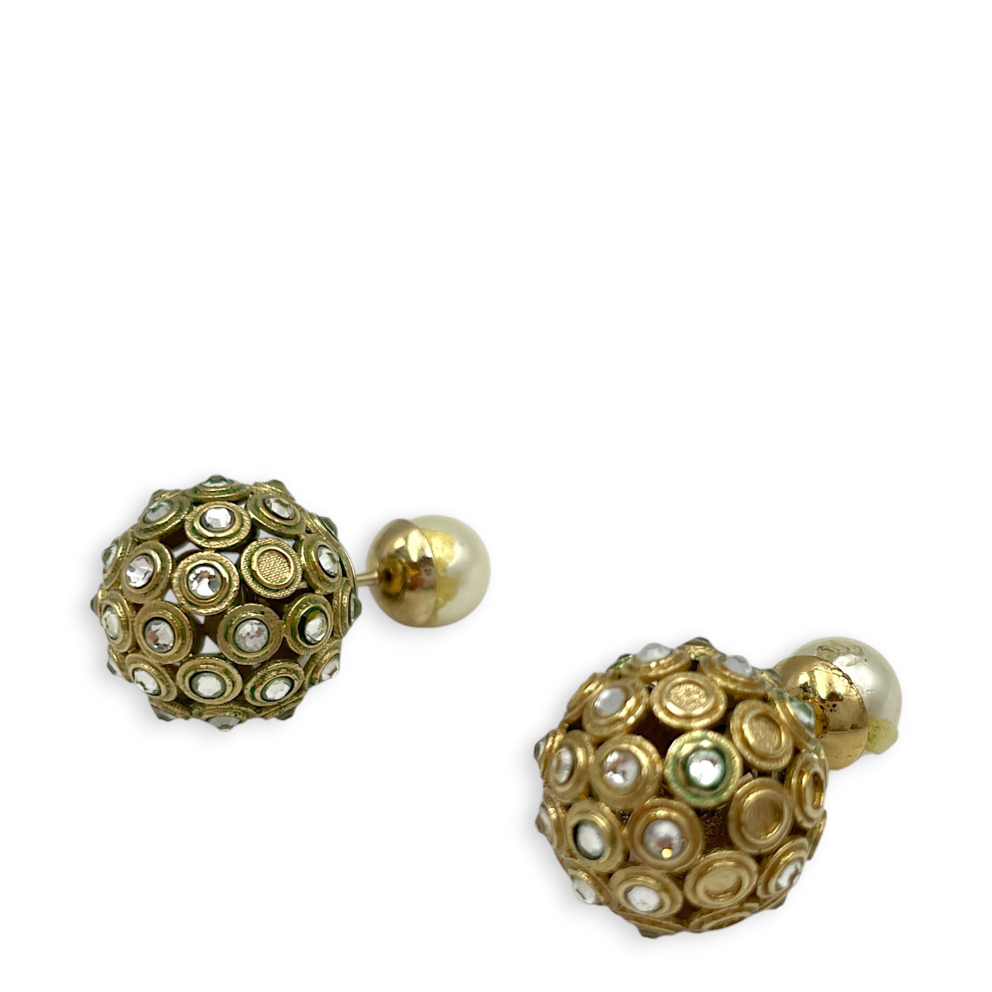 Tribales Earrings with Crystals and Pearls Gold Earrings