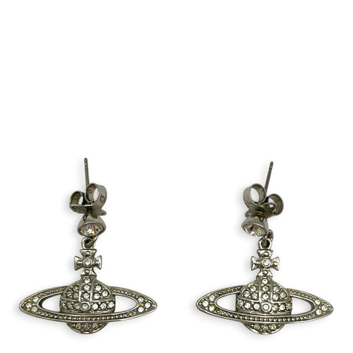 Silver & Crystal Adorned Orb Silver Earrings Silver hardware CL2605-21633 1