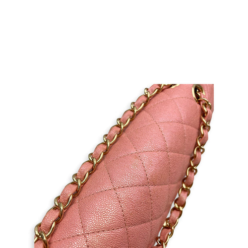 Classic Flap Medium Iridescent Pink Top Handle Bag in Caviar Leather Gold hardware CL2605-21636 11