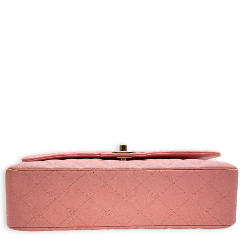 Classic Flap Medium Iridescent Pink Top Handle Bag in Caviar Leather Gold hardware CL2605-21636 5