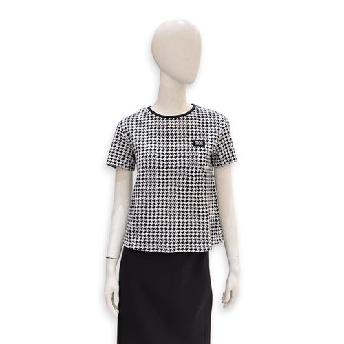 Black & white houndstooth Knitted Top size 12 Black Ready-To-Wear in Wool