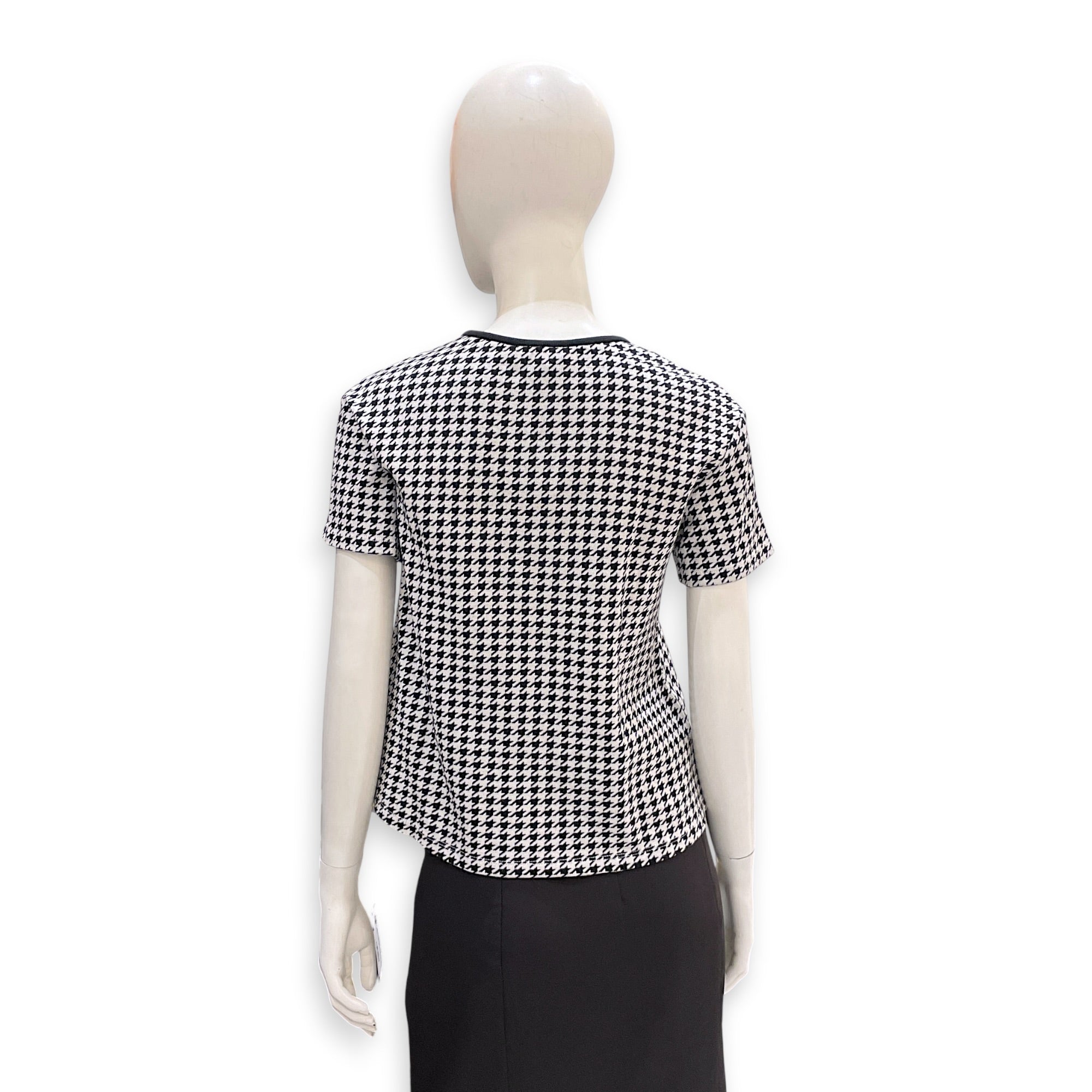 Black & white houndstooth Knitted Top size 12 Black Ready-To-Wear in Wool