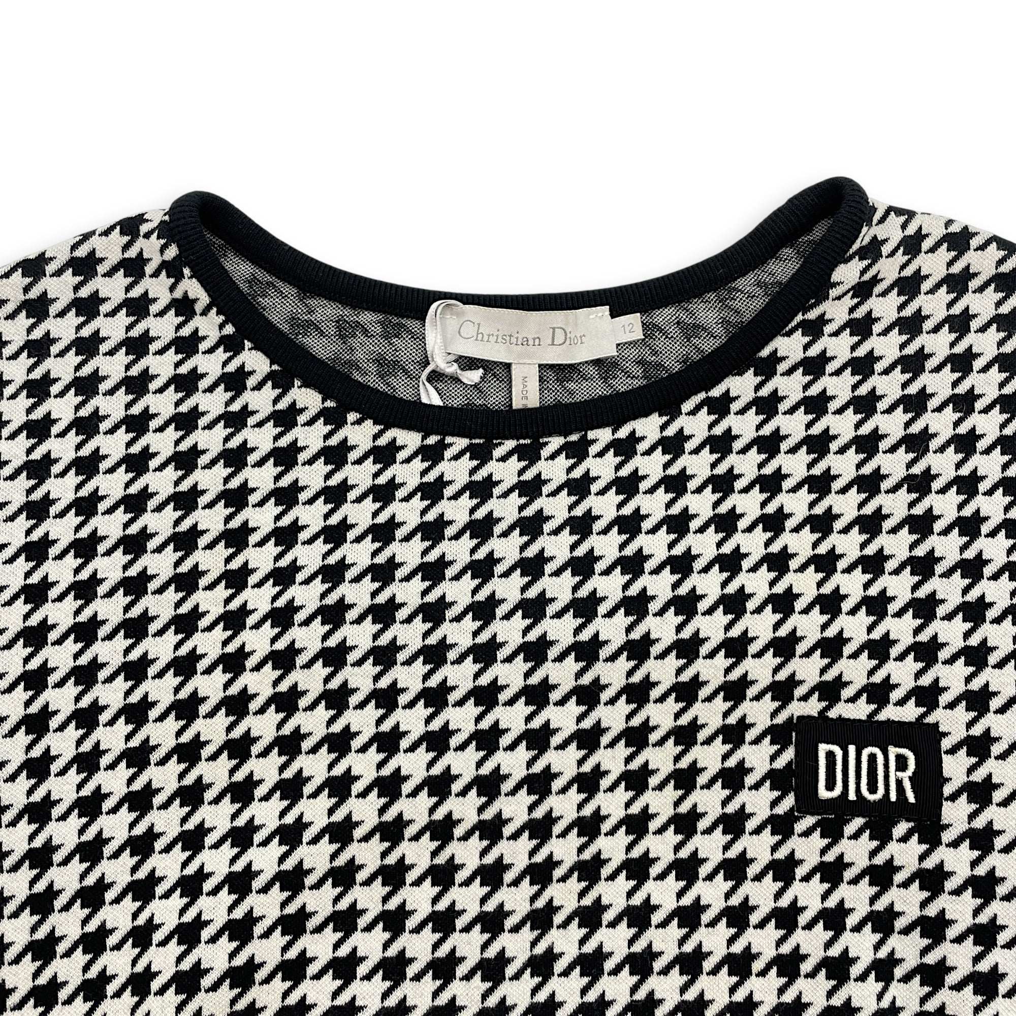 Black & white houndstooth Knitted Top size 12 Black Ready-To-Wear in Wool