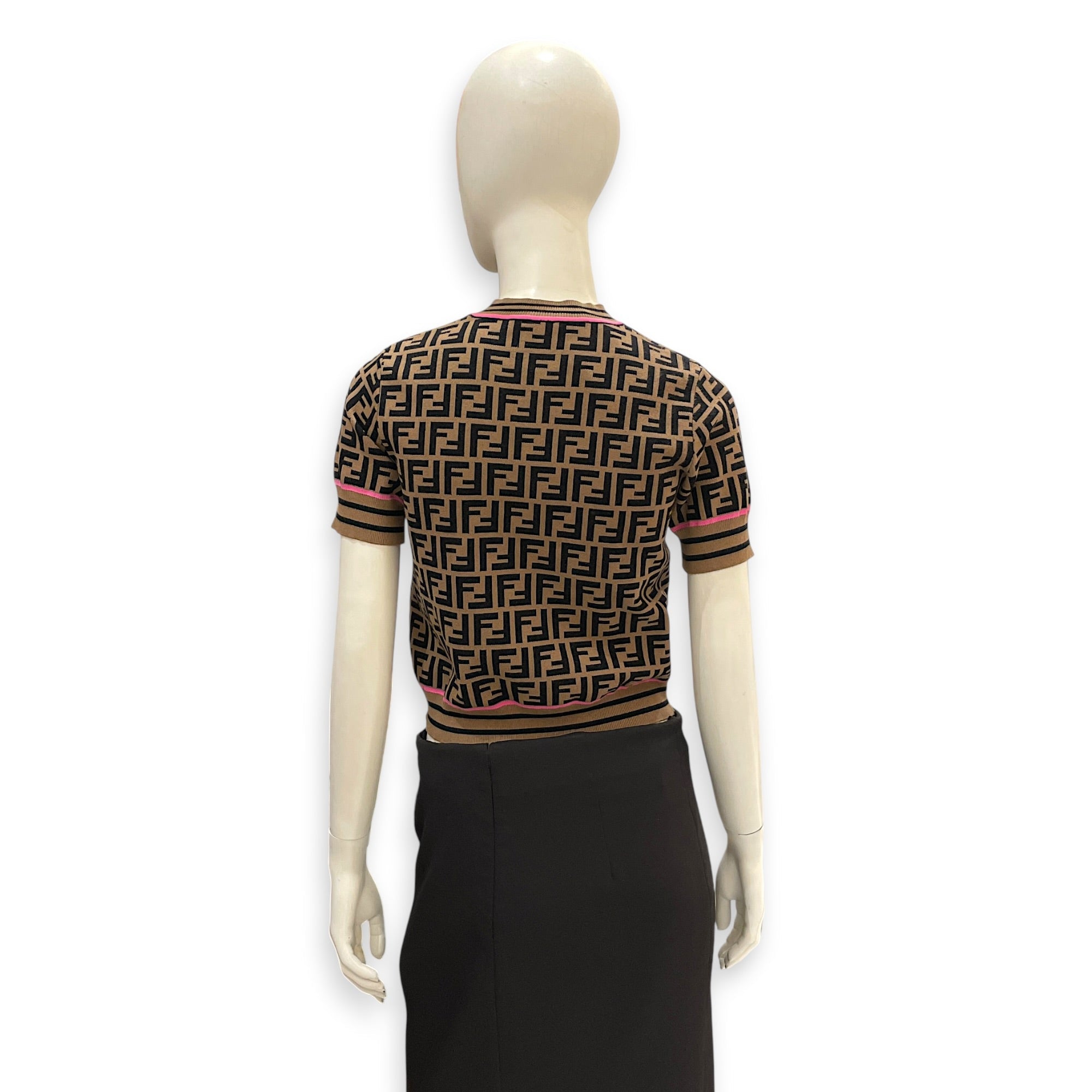 F Logo All Over T Shirt Size  10  Brown Ready-To-Wear in Viscose CL2605-21640 2