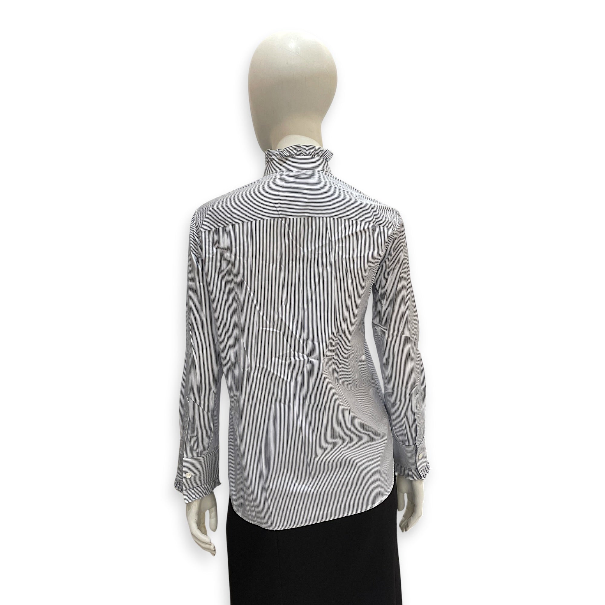 Long sleeved Frills Blouse 36 Blue Ready-To-Wear in Cotton CL2605-21641 2