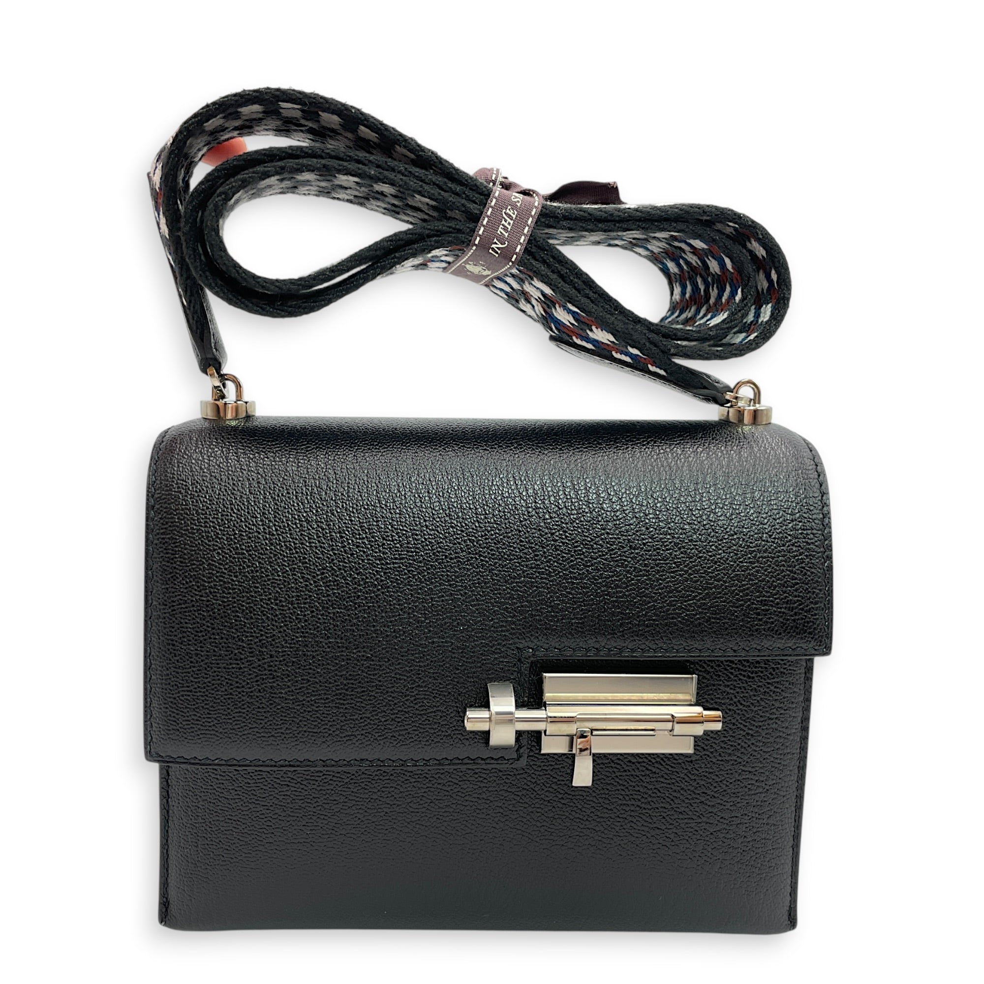 Verrou Strap Mini Black in Chevre Mysore Palladium hardware CL2605-21646 10
