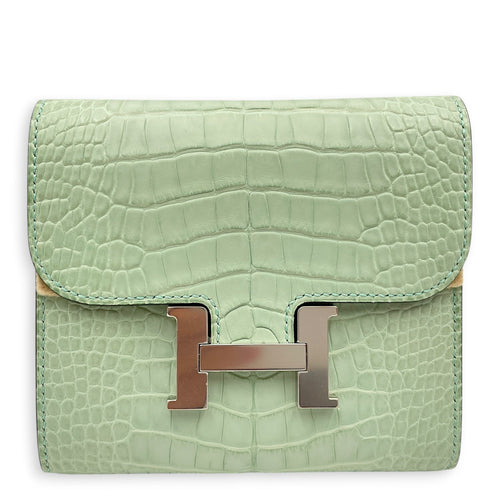 Constance Vert d'eau Compact Wallet in Matte Alligator Palladium hardware CL2605-21649 1