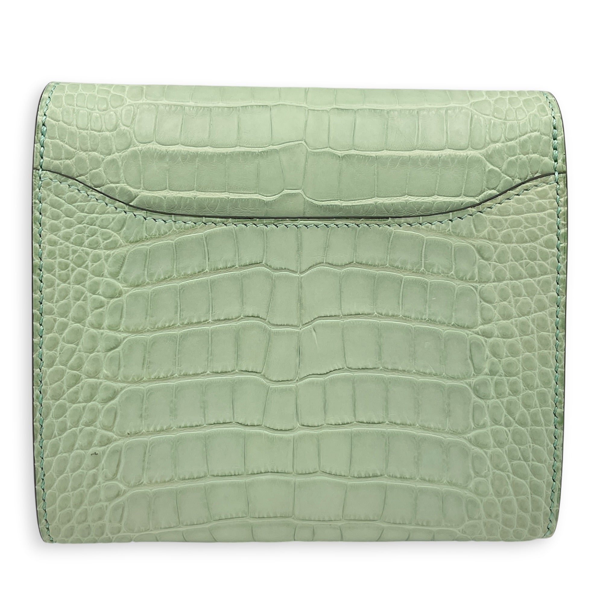 Constance Vert d'eau Compact Wallet in Matte Alligator Palladium hardware CL2605-21649 2