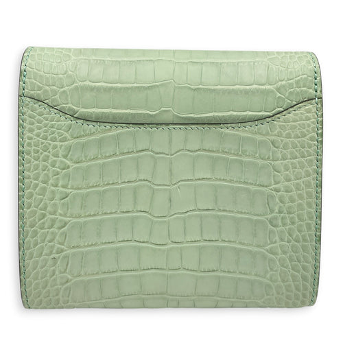 Constance Vert d'eau Compact Wallet in Matte Alligator Palladium hardware CL2605-21649 2