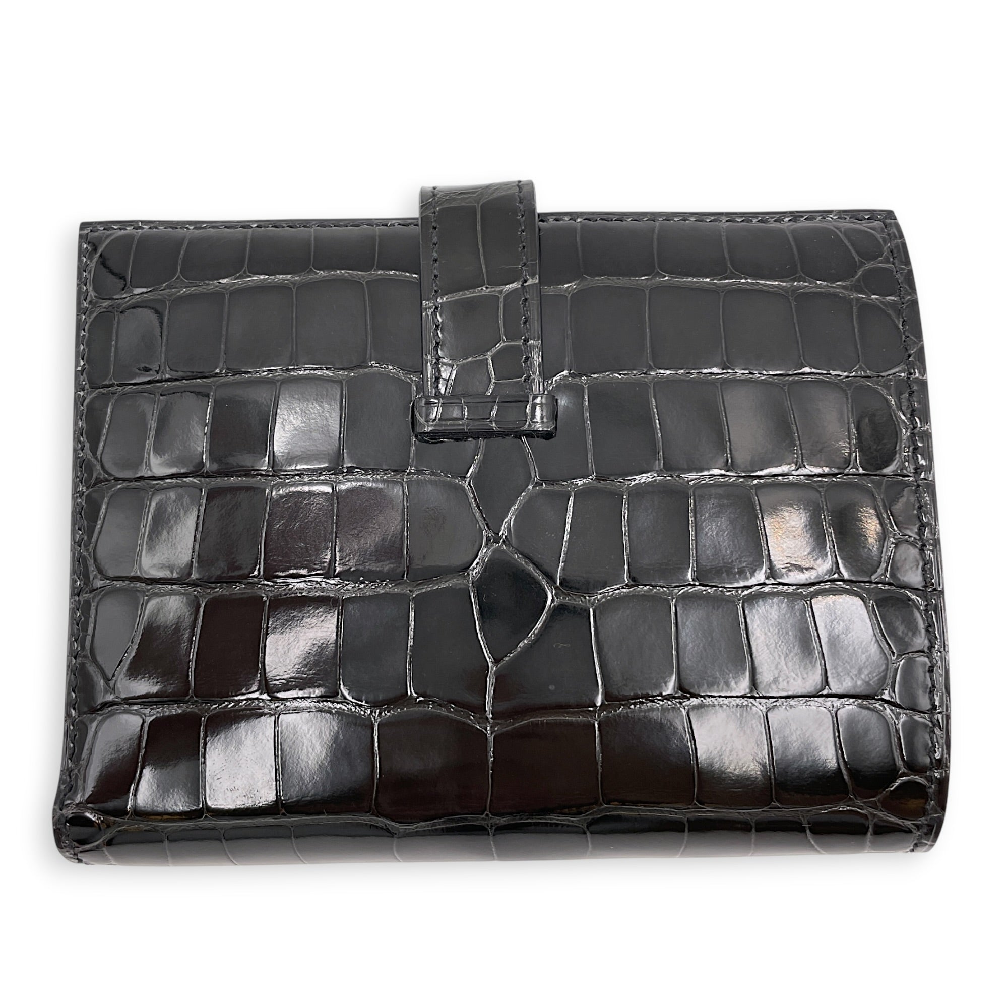 Bearn Compact Graphite Wallet in Shiny Alligator Palladium hardware CL2605-21650 2