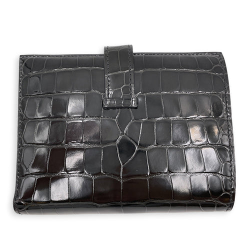 Bearn Compact Graphite Wallet in Shiny Alligator Palladium hardware CL2605-21650 2