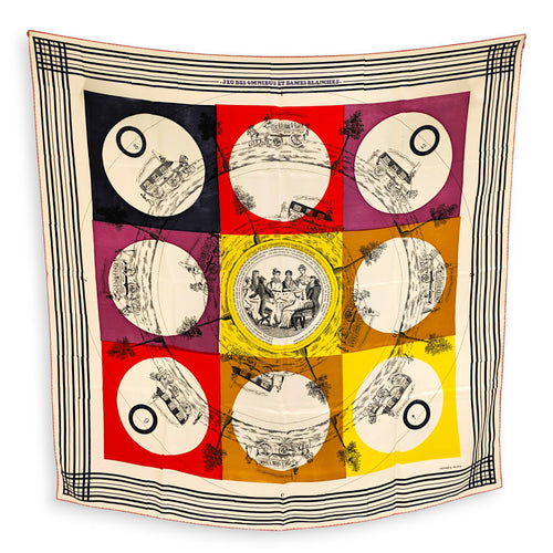 Jeu Des Omnibus Et Dames 140 Blanc/Rouge/Jaune Scarf CL2605-21655 1