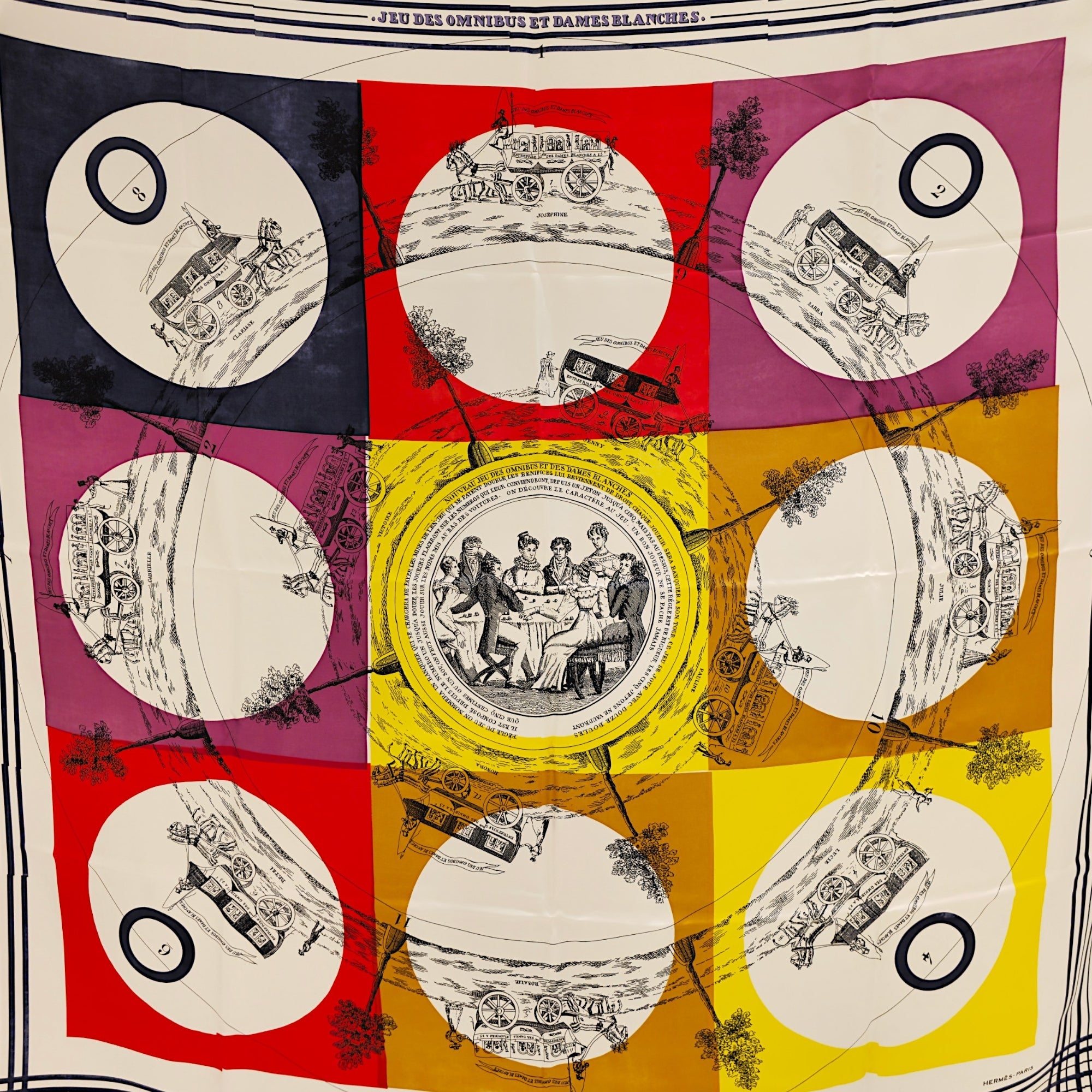 Jeu Des Omnibus Et Dames 140 Blanc/Rouge/Jaune Scarf CL2605-21655 2