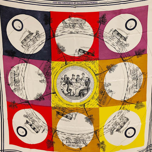 Jeu Des Omnibus Et Dames 140 Blanc/Rouge/Jaune Scarf CL2605-21655 2