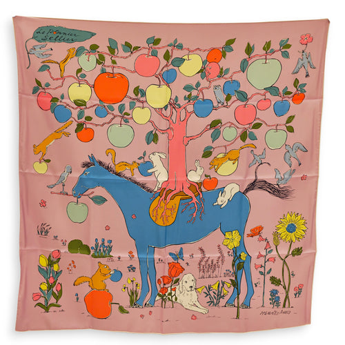 Le Pommier Sellier scarf 90 Glycine/turquoise/vert Scarf