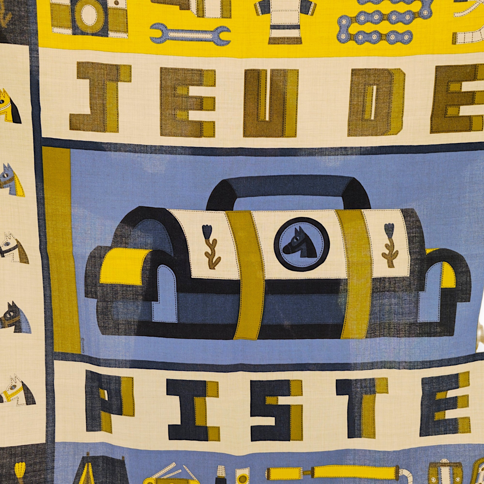 Jeu de Piste scarf 65 Denim/Chartreuse/Jaune Vif Scarf