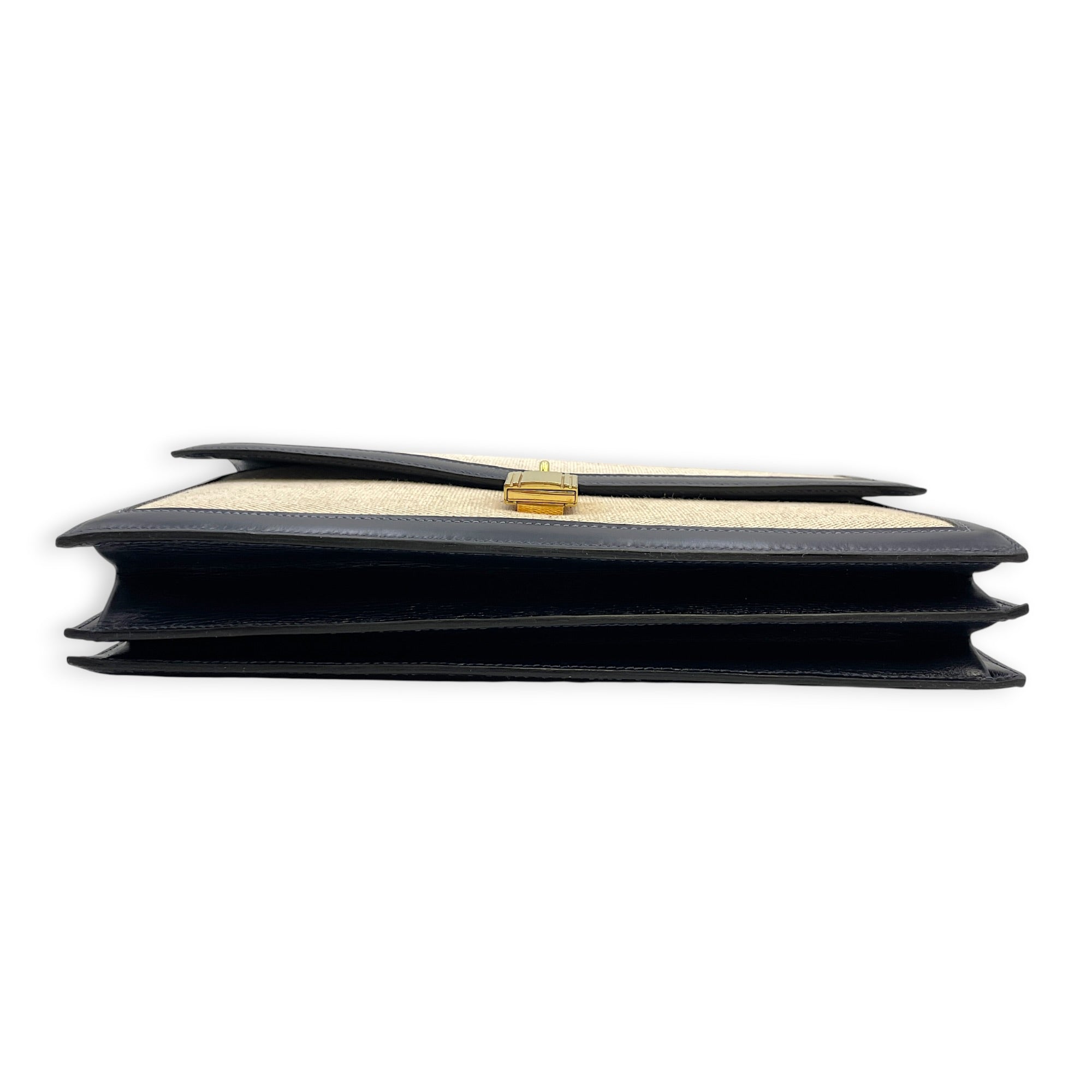 Cadena Shoulder Bag Navy in Toile/Box Gold hardware CL2605-21670 7
