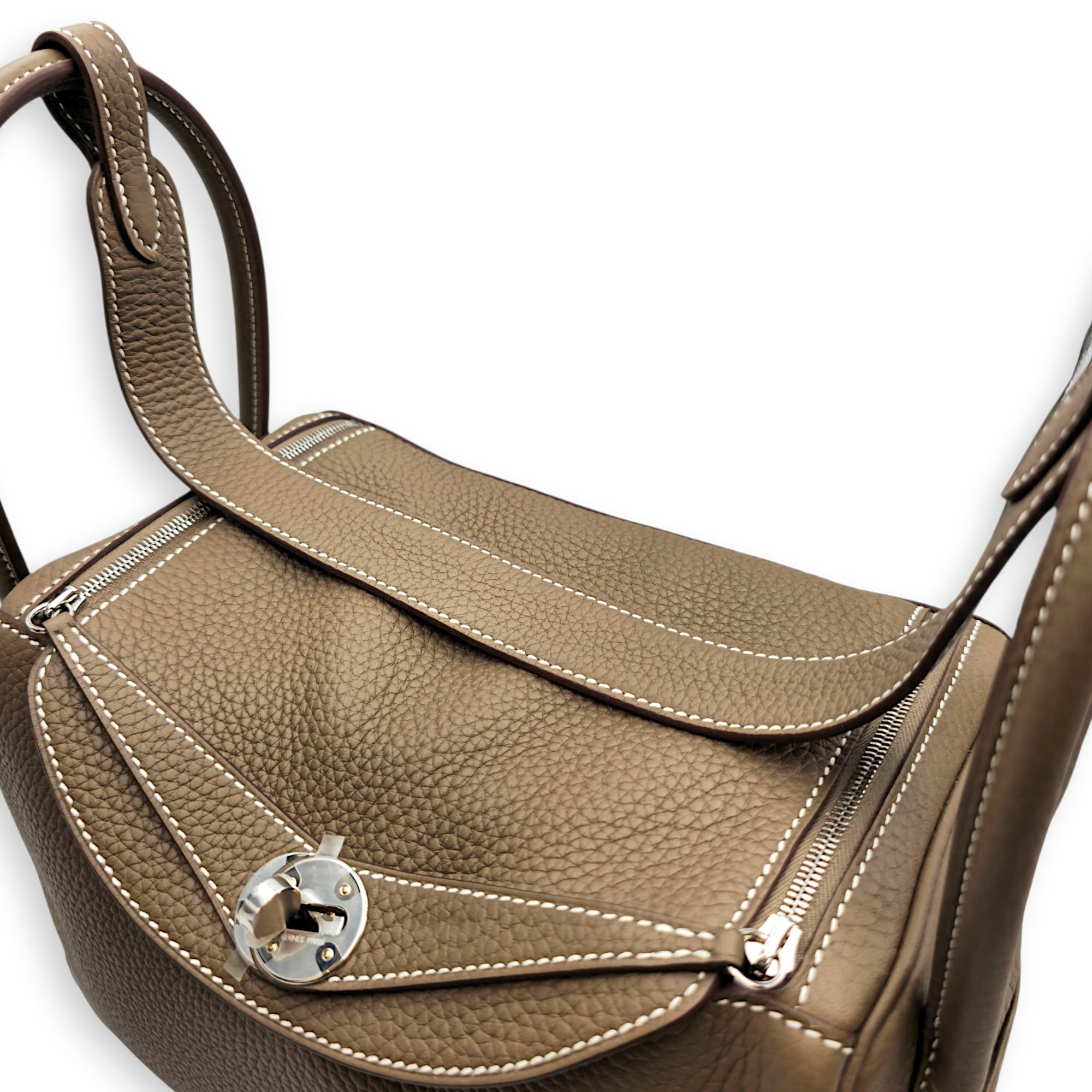 Lindy 26 Etoupe in Clemence Palladium hardware
