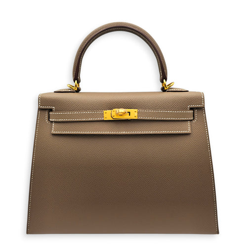 Sellier Kelly 25 Etoupe in Epsom Gold hardware