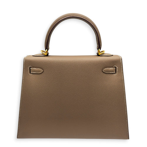 Sellier Kelly 25 Etoupe in Epsom Gold hardware