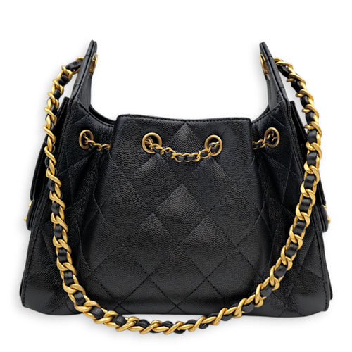 Mini C25 22 Black Shoulder Bag in Caviar Leather Gold hardware