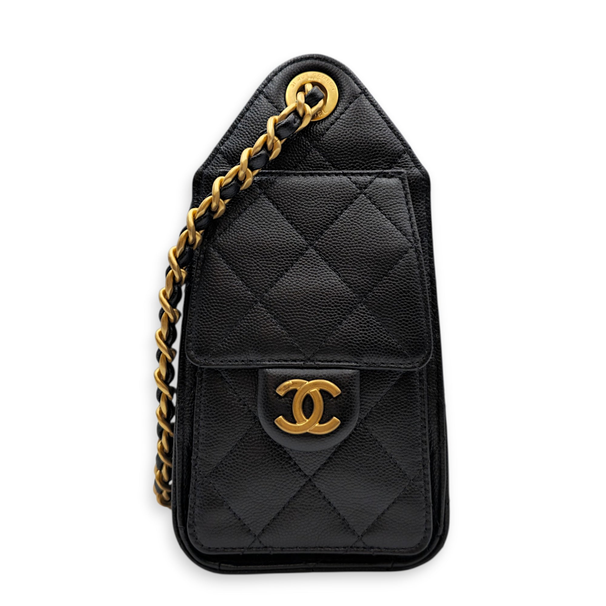 Mini C25 22 Black Shoulder Bag in Caviar Leather Gold hardware