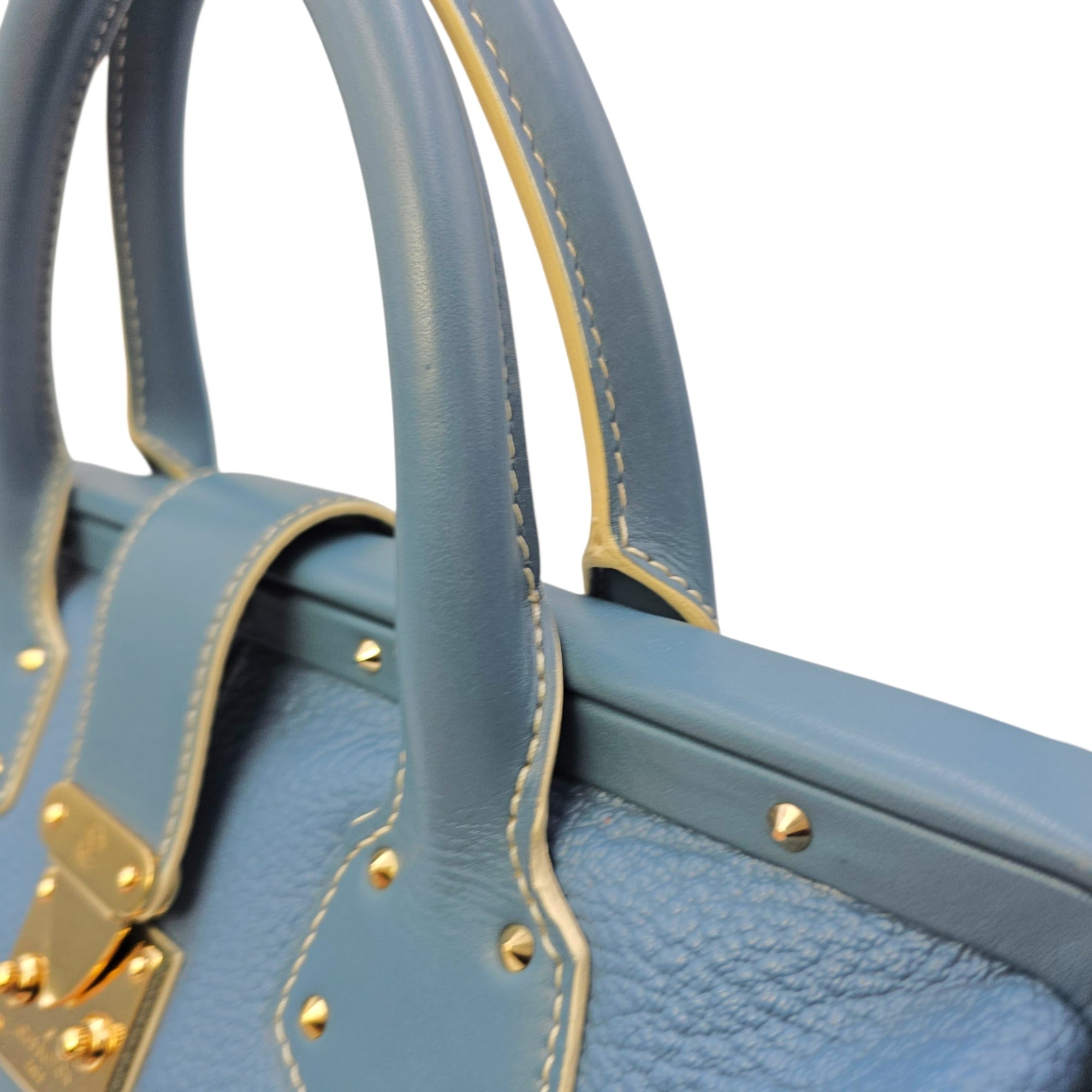 Suhali L’ingenieux PM Blue Top Handle Bag in Calfskin Gold hardware CL2605-21675 12