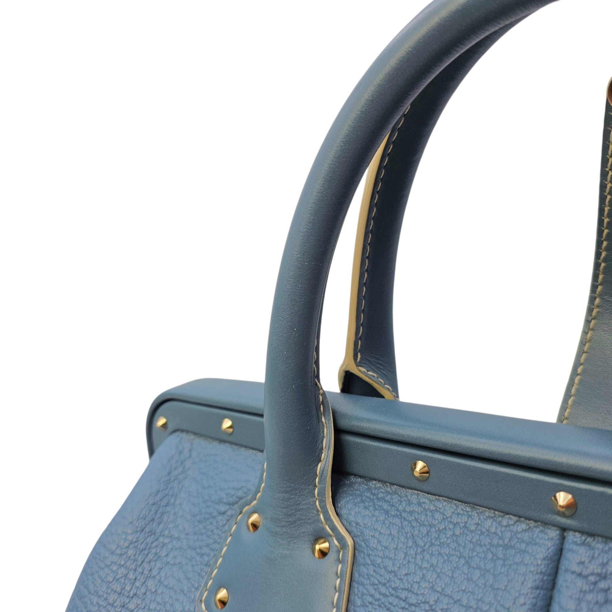 Suhali L’ingenieux PM Blue Top Handle Bag in Calfskin Gold hardware CL2605-21675 16