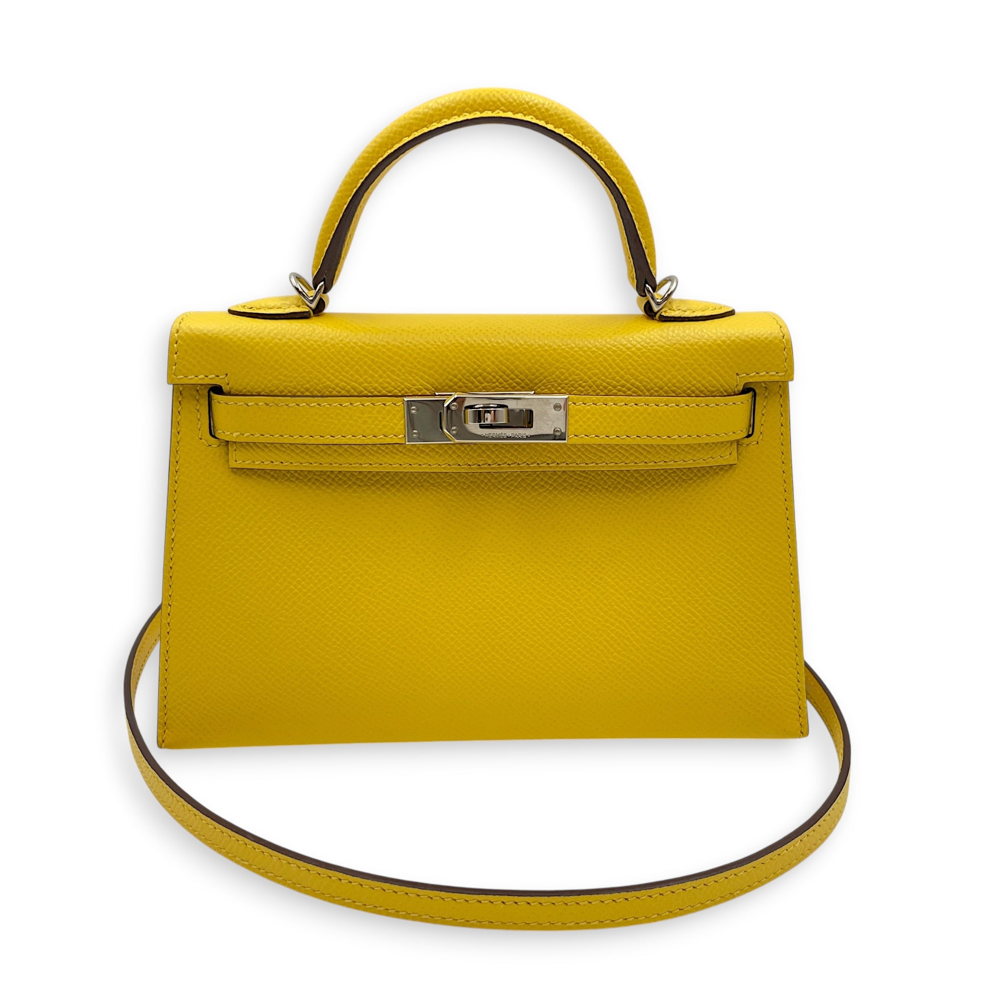 Sellier Kelly 20 Jaune De Naples in Epsom Palladium hardware CL2605-21676 12