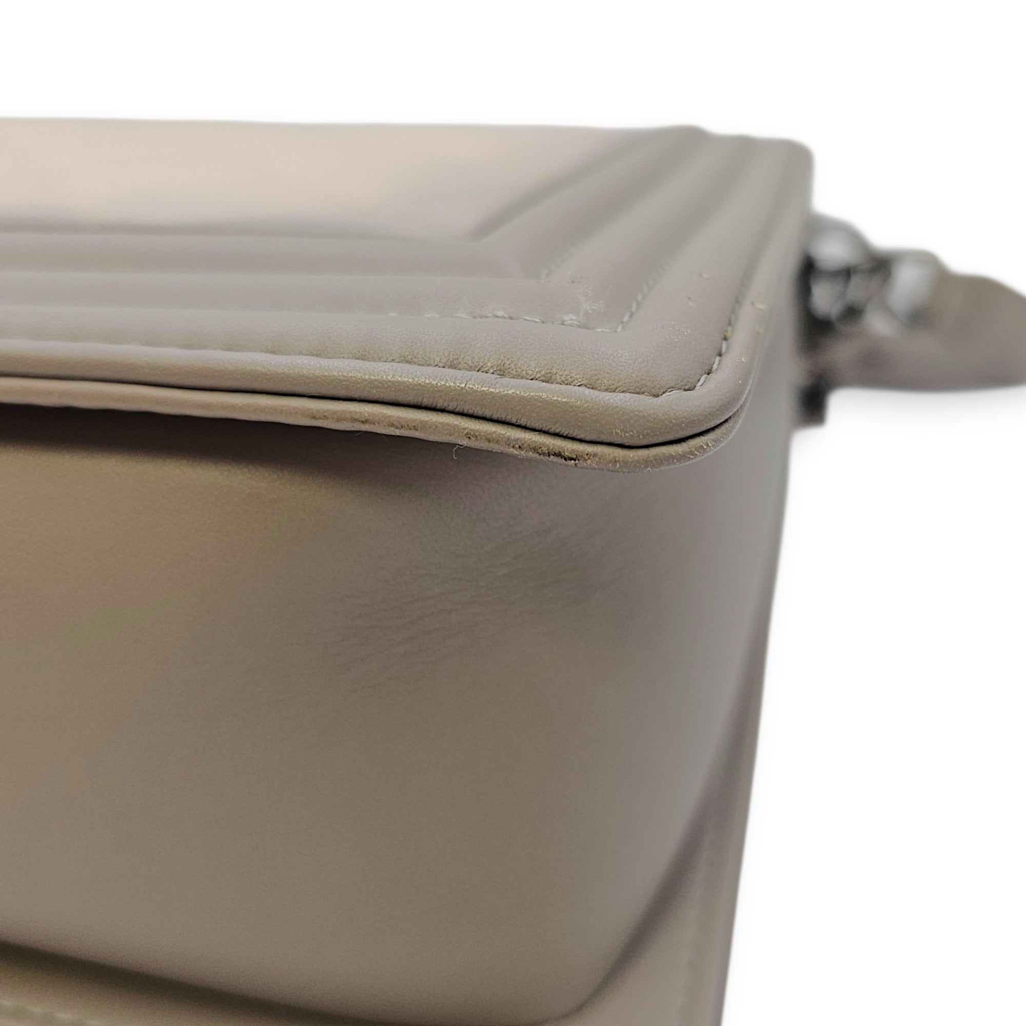 Le Boy Large Grey Top Handle Bag in Calfskin Ruthenium hardware