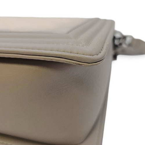 Le Boy Large Grey Top Handle Bag in Calfskin Ruthenium hardware
