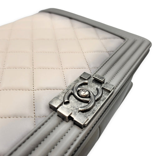 Large Le Boy 30 Grey Top Handle Bag in Calfskin Ruthenium hardware